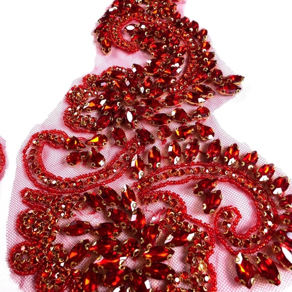 NWOT Shiny Rhinestone Pair Applique Patch for Prom Dress Belt Arts Crafts Sewing - Picture 5 of 10